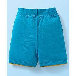 Babyhug Single Jersey Knit Half Sleeves T-Shirt & Shorts Set with Animal Print & Stripes - Light Blue