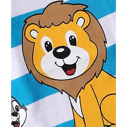 Babyhug Single Jersey Knit Half Sleeves T-Shirt & Shorts Set with Animal Print & Stripes - Light Blue