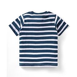 Babyhug Single Jersey Knit Half Sleeves Striped Shirts & Shorts Set With Bunny Print -  Blue & Yellow