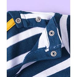 Babyhug Single Jersey Knit Half Sleeves Striped Shirts & Shorts Set With Bunny Print -  Blue & Yellow