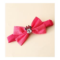Babyhug Disney Headband With Minnie Mouse Bow Applique Free Size - Fuchsia