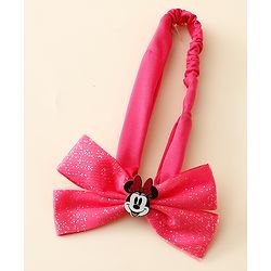 Babyhug Disney Headband With Minnie Mouse Bow Applique Free Size - Fuchsia