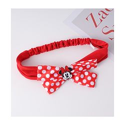 Babyhug Disney Free Size Headbands With Minnie Mouse Polka Dots Bow Applique - Red