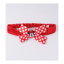 Babyhug Disney Free Size Headbands With Minnie Mouse Polka Dots Bow Applique - Red