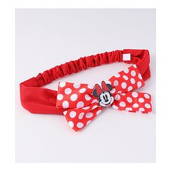 Babyhug Disney Free Size Headbands With Minnie Mouse Polka Dots Bow Applique - Red