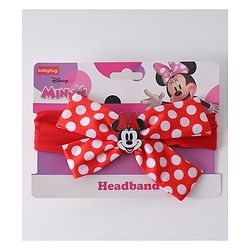 Babyhug Disney Free Size Headbands With Minnie Mouse Polka Dots Bow Applique - Red