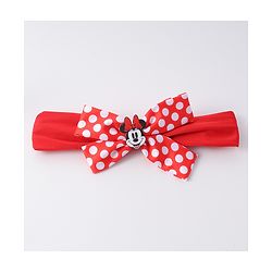 Babyhug Disney Free Size Headbands With Minnie Mouse Polka Dots Bow Applique - Red