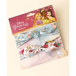 Babyhug Disney Free Size Headbands With Disney Princess Print Cinderella Bow Applique Pack of 2 - Pink & Blue