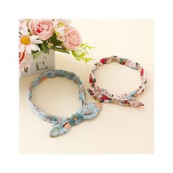 Babyhug Disney Free Size Headbands With Disney Princess Print Cinderella Bow Applique Pack of 2 - Pink & Blue