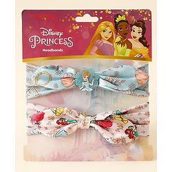 Babyhug Disney Free Size Headbands With Disney Princess Print Cinderella Bow Applique Pack of 2 - Pink & Blue