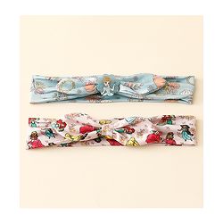 Babyhug Disney Free Size Headbands With Disney Princess Print Cinderella Bow Applique Pack of 2 - Pink & Blue