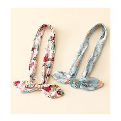 Babyhug Disney Free Size Headbands With Disney Princess Print Cinderella Bow Applique Pack of 2 - Pink & Blue