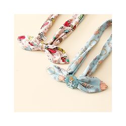 Babyhug Disney Free Size Headbands With Disney Princess Print Cinderella Bow Applique Pack of 2 - Pink & Blue