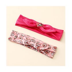 Babyhug Disney Free Size Headbands With Minnie Mouse Bow Applique & Print Pack of 2 - Fuchsia & Pink