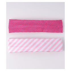 Babyhug Disney Free Size Headbands With Minnie Mouse Bow Applique Polka Dots & Striped Prints Pack of 2 - Fuchsia & Pink