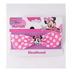 Babyhug Disney Headband With Minnie Mouse Bow Applique Free Size - Pink