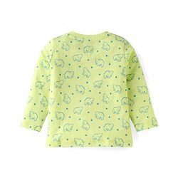 Babyhug Cotton Knit Full Sleeves Night Suit With Teddy Bear Print - Light Green