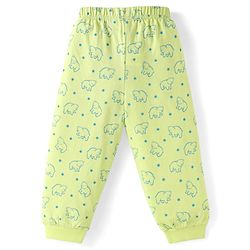 Babyhug Cotton Knit Full Sleeves Night Suit With Teddy Bear Print - Light Green