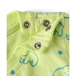 Babyhug Cotton Knit Full Sleeves Night Suit With Teddy Bear Print - Light Green