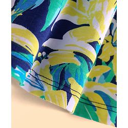 Babyhug Cotton Knit Sleeveless Dress With Tree Print & Bow Applique - Navy Blue & Green