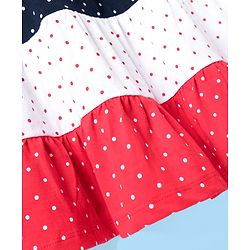 Babyhug Cotton Knit Frill Sleeves Frocks & Bloomers With Polka Dots Print - Navy Blue