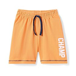 Babyhug Cotton Shorts with Text Print - Orange