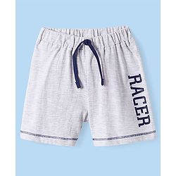 Babyhug Single Jersey Knit Shorts with Racer Text Print - Grey