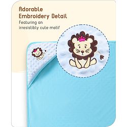 Babyhug Bubble Embroidered Hooded Wrapper Lion Patch - Blue
