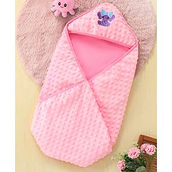 Babyhug Bubble Embroidered Hooded Wrapper Lion Patch - Blue