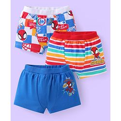 Babyhug Marvel Interlock Knit Trunks with Spiderman Graphics & Stripes Pack of 3 - Multicolor