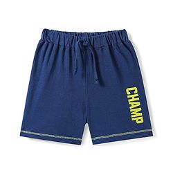 Babyhug Cotton Knit Shorts with Text Print - Navy Blue