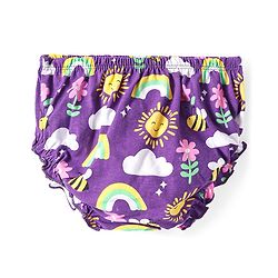 Babyhug Cotton Knit Sleeveless Floral Printed Frock With Bloomer & Headband - Purple