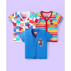 Babyhug Marvel Interlock Knit Half Sleeves Jhablas with Spiderman Graphics & Stripes Pack of 3 - Multicolor