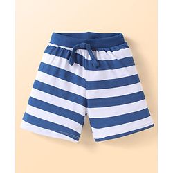 Babyhug Cotton Single Jersey Knit Striped Shorts With Ball Print Pack of 3 - Red & Blue