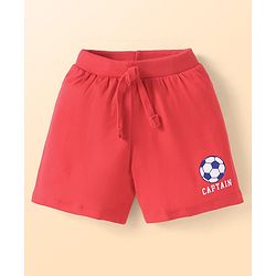 Babyhug Cotton Single Jersey Knit Striped Shorts With Ball Print Pack of 3 - Red & Blue