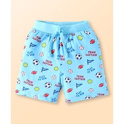 Babyhug Cotton Single Jersey Knit Striped Shorts With Ball Print Pack of 3 - Red & Blue