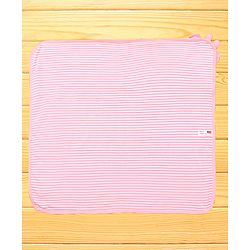 Babyhug Terry Knit Striped Hooded Towel With Cow Patch L 81 x B 75 cm - Pink