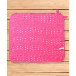 Babyhug Cotton Knit Hooded Towel With Bunny Ears Applique L 30 x B 30 cm - Pink