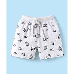 Babyhug 100% Cotton Single Jersey Knit Shorts with Stripes & Sport Theme Print Pack of 3 - Grey & Black