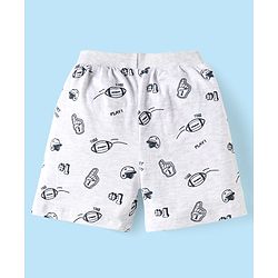 Babyhug 100% Cotton Single Jersey Knit Shorts with Stripes & Sport Theme Print Pack of 3 - Grey & Black