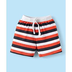 Babyhug 100% Cotton Single Jersey Knit Shorts with Stripes & Sport Theme Print Pack of 3 - Grey & Black
