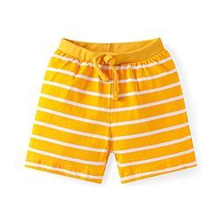 Babyhug Cotton Knit Shorts with Stars Print & Stripes Pack of 3 - Yellow Red & Navy Blue