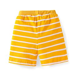 Babyhug Cotton Knit Shorts with Stars Print & Stripes Pack of 3 - Yellow Red & Navy Blue