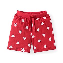 Babyhug Cotton Knit Shorts with Stars Print & Stripes Pack of 3 - Yellow Red & Navy Blue