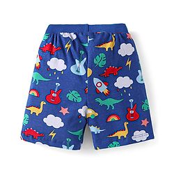 Babyhug Cotton Knit Shorts with Stars Print & Stripes Pack of 3 - Yellow Red & Navy Blue