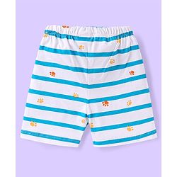 Babyhug Cotton Knit Knee Length Striped & Lion Printed Shorts Pack of 3 - Blue White & Light Blue