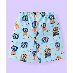 Babyhug Cotton Knit Knee Length Striped & Lion Printed Shorts Pack of 3 - Blue White & Light Blue