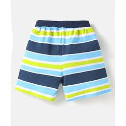 Babyhug Cotton Single Jersey Knit Striped Shorts With Leafy Print Pack of 3 - Lime Green & Navy