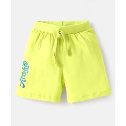 Babyhug Cotton Single Jersey Knit Striped Shorts With Leafy Print Pack of 3 - Lime Green & Navy