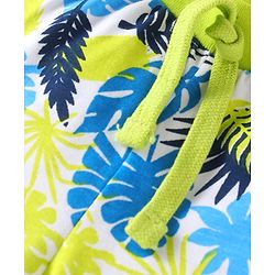 Babyhug Cotton Single Jersey Knit Striped Shorts With Leafy Print Pack of 3 - Lime Green & Navy